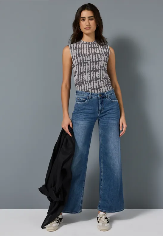 Gemustertes Mesh-Top Black