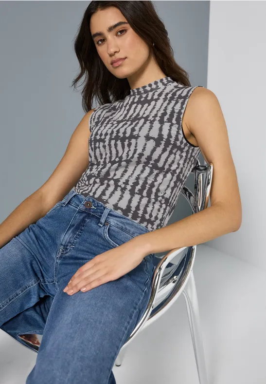 Gemustertes Mesh-Top Black