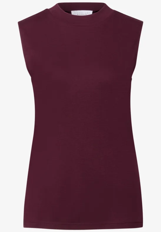Top met col dark plum red
