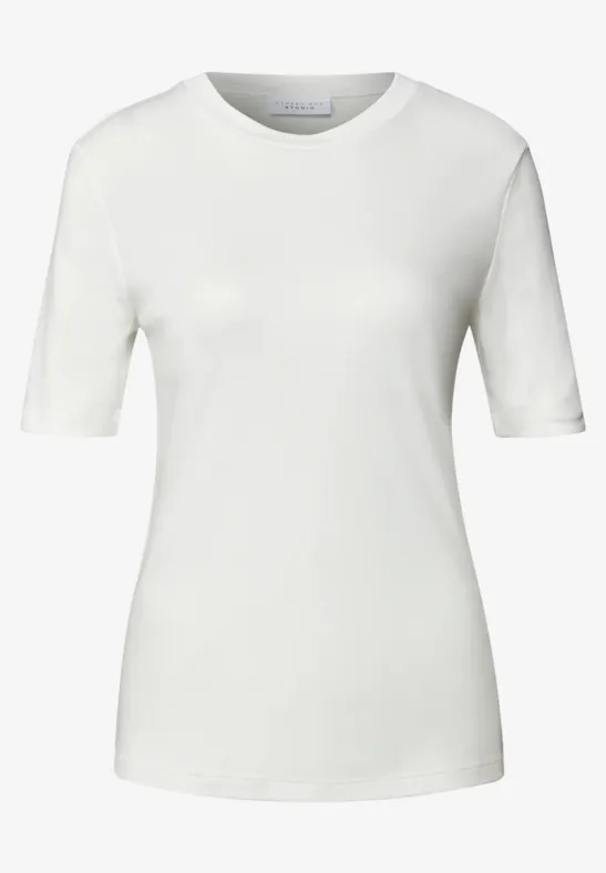Basic Kurzarmshirt off white