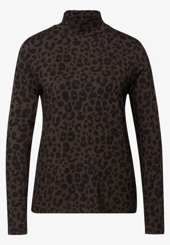 Jerseyshirt mit Leo-Muster dark auburn brown