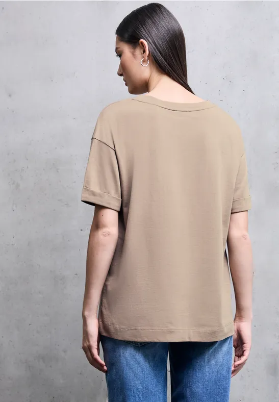 T-Shirt mit Wording sandstone beige