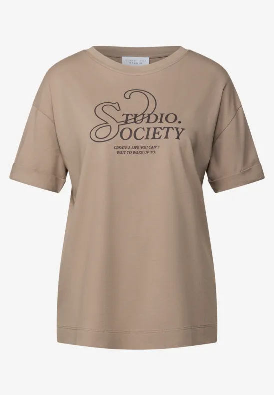 T-Shirt mit Wording sandstone beige