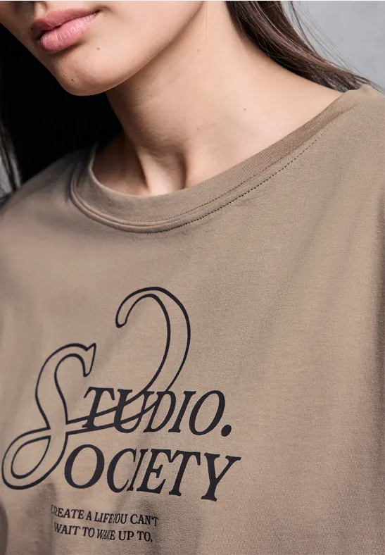 T-Shirt mit Wording sandstone beige