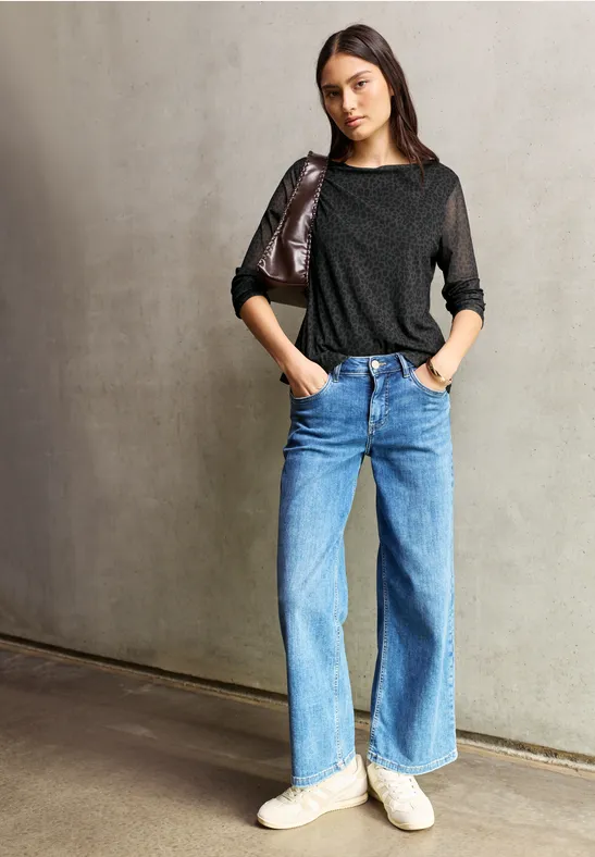 Mesh-Shirt mit Leo-Muster dark auburn brown