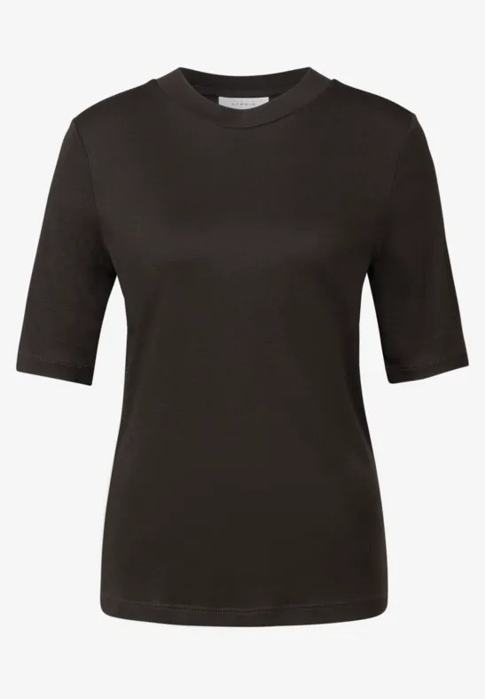 Basic Kurzarmshirt dark auburn brown