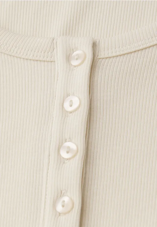 T-shirt à côtes avec détail de boutons soft beige