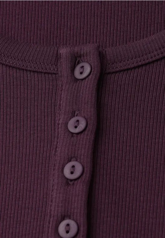T-shirt à côtes avec détail de boutons null