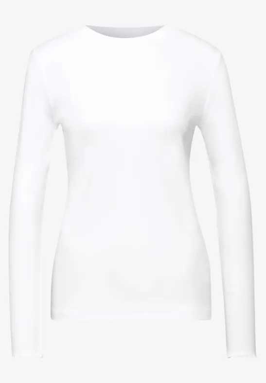 Rippshirt mit Rundhals White