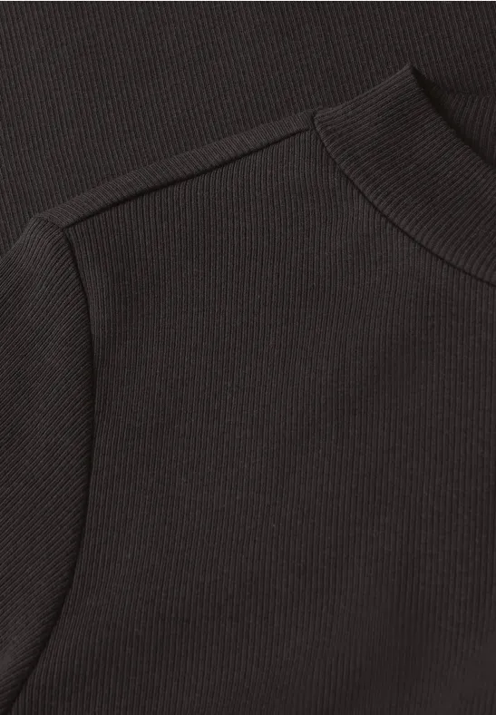 T-shirt à côtes avec col rond dark auburn brown