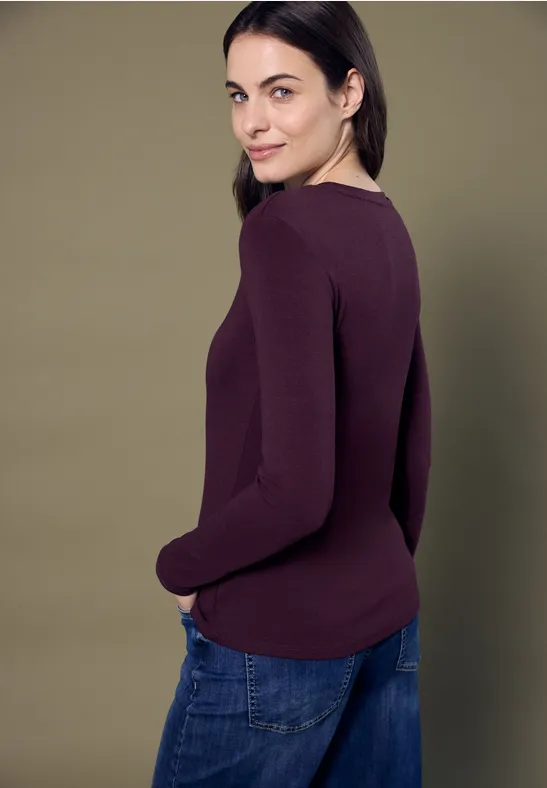 Basic Langarmshirt royal plum