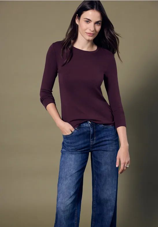 Basic Langarmshirt royal plum