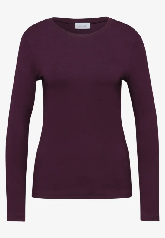 Basic Langarmshirt royal plum