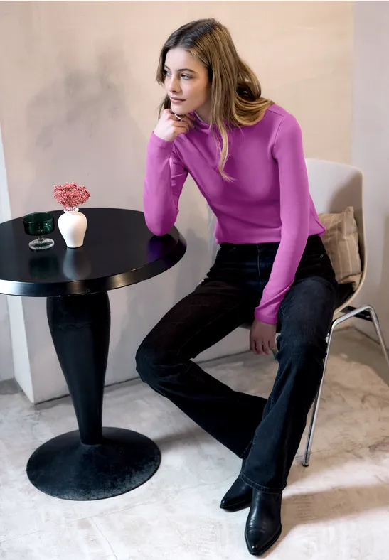 Basic Turtleneck Shirt floral pink