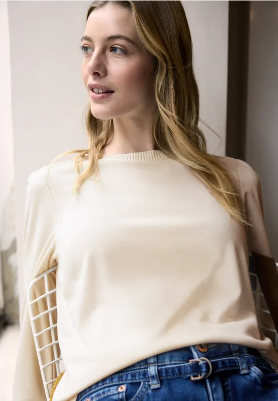 Shirt mit Raffung soft beige