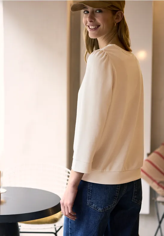Shirt mit Raffung soft beige
