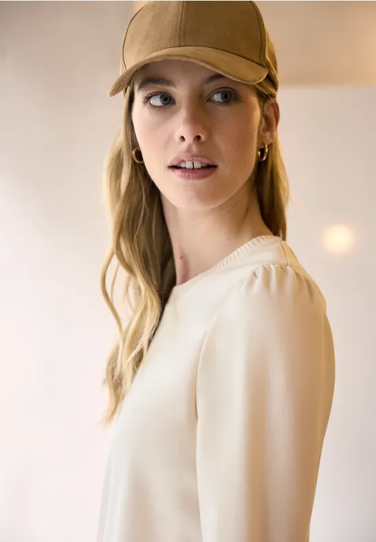 Shirt mit Raffung soft beige