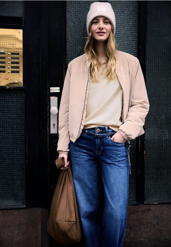 Shirt mit Raffung soft beige