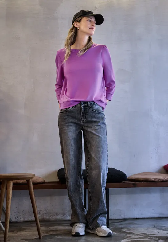 Shirt mit Raffung floral pink