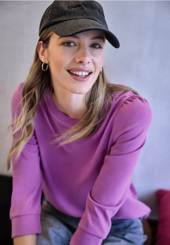 Shirt mit Raffung floral pink