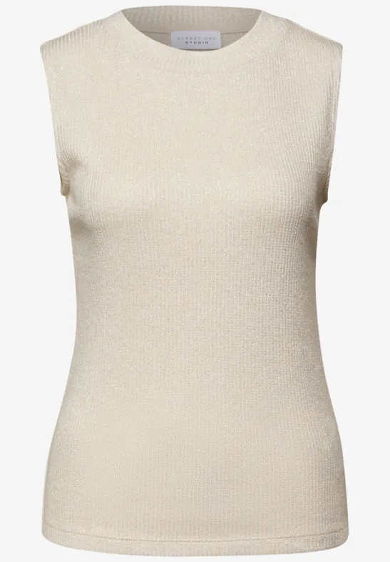 Glitzerndes Strick-Look Top soft beige