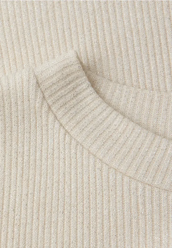 Glitzerndes Strick-Look Top soft beige