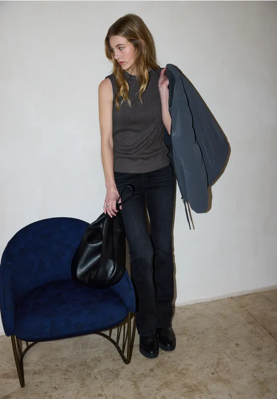 Top en tricot scintillant deep ash grey