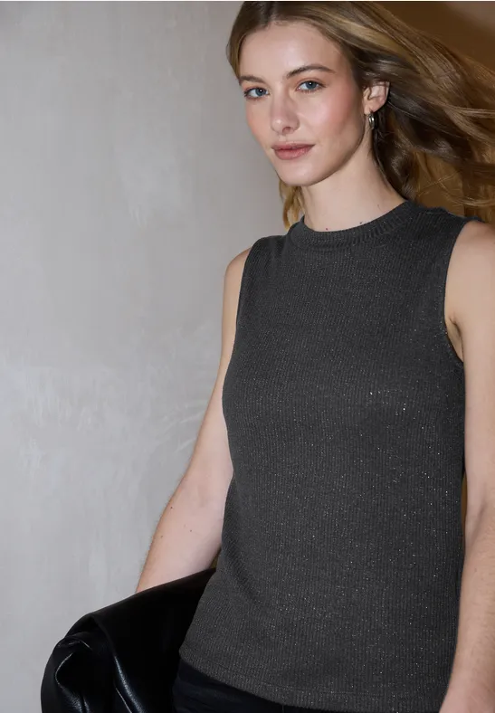 Top en tricot scintillant deep ash grey