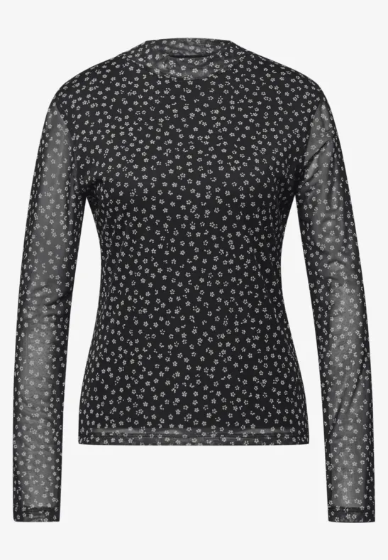 Gemustertes Mesh-Shirt Black