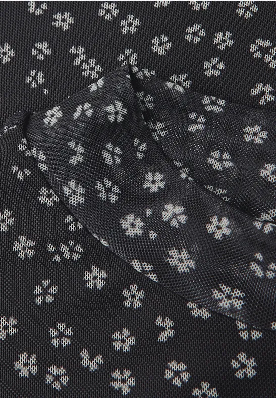 Gemustertes Mesh-Shirt Black