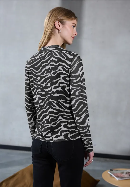 Shirt van mesh met patroon flint grey