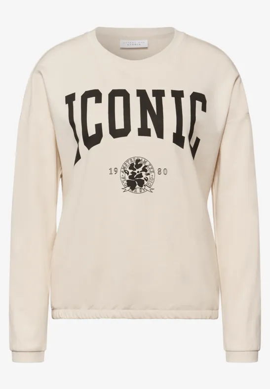 Shirt met tekst soft beige