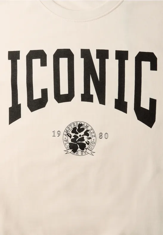 Shirt met tekst soft beige