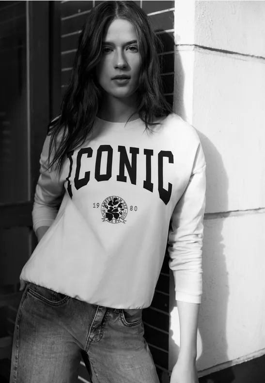 Shirt met tekst soft beige