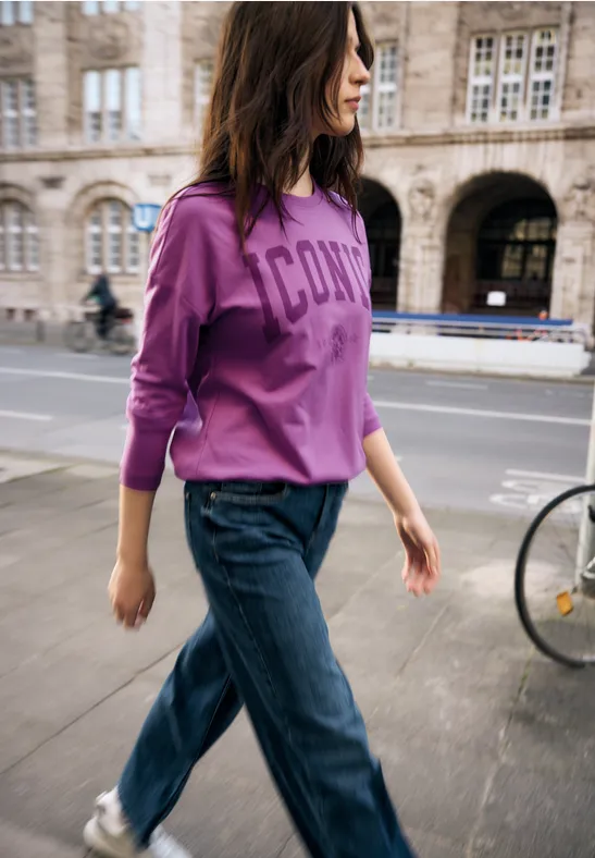 Shirt mit Wording floral pink