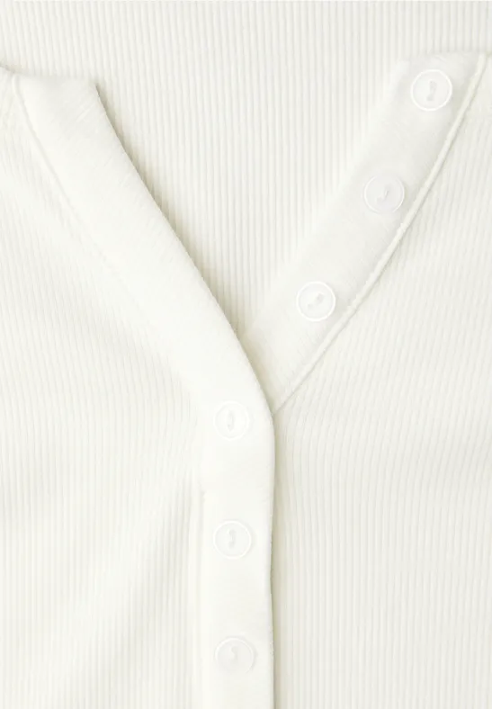 T-shirt à côtes avec boutons off white