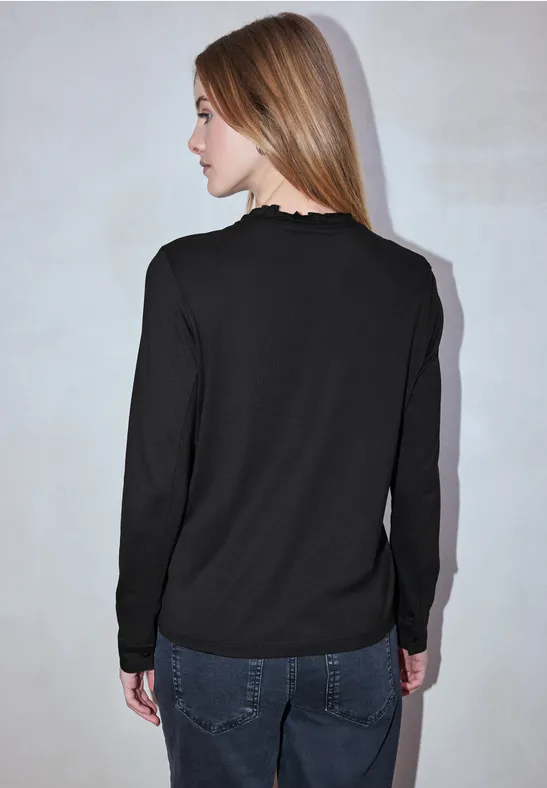 Langarmshirt mit Rüschen Black