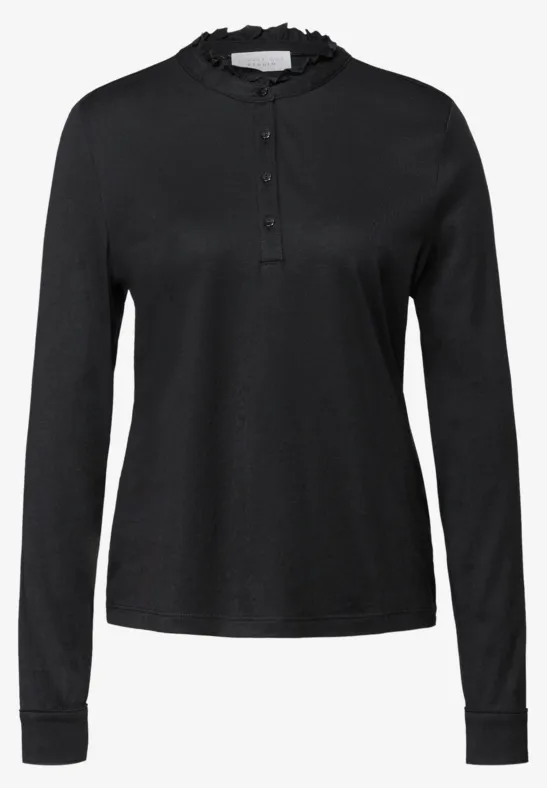 Langarmshirt mit Rüschen Black