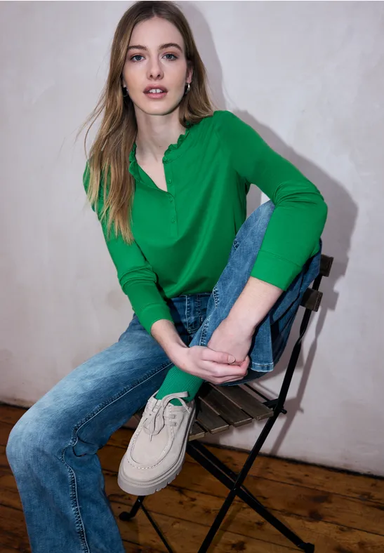 Langarmshirt mit Rüschen bold green