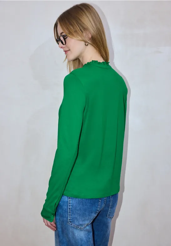 Langarmshirt mit Rüschen bold green