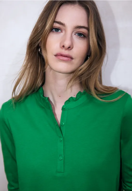 Langarmshirt mit Rüschen bold green
