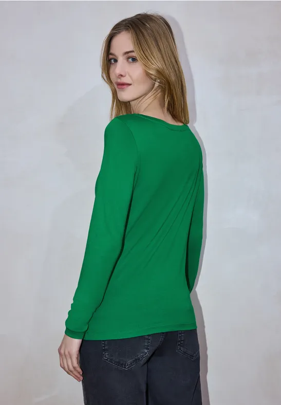 Basic Langarmshirt bold green