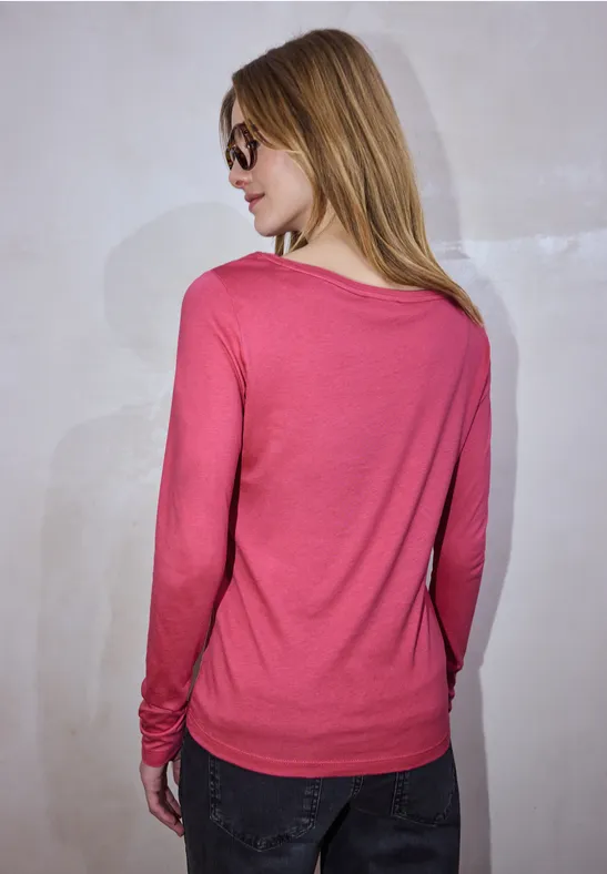 T-shirt basique à manches longues dark candy pink