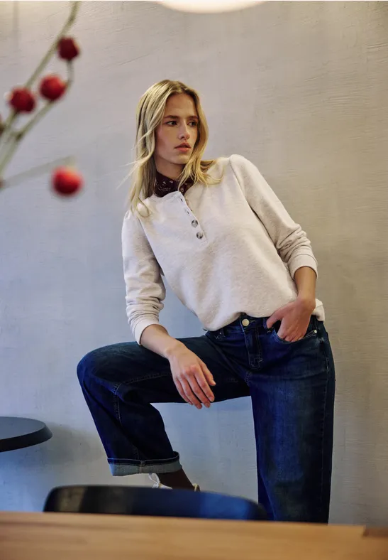 Shirt mit Knopfleiste buffed beige mel.