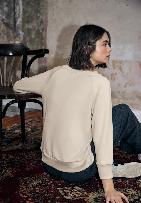 Softes Shirt mit Rippdetails soft beige