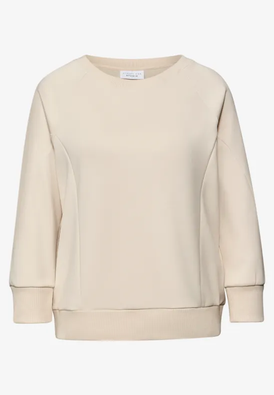 Softes Shirt mit Rippdetails soft beige