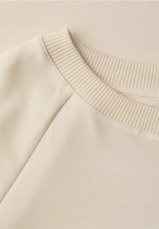 Softes Shirt mit Rippdetails soft beige