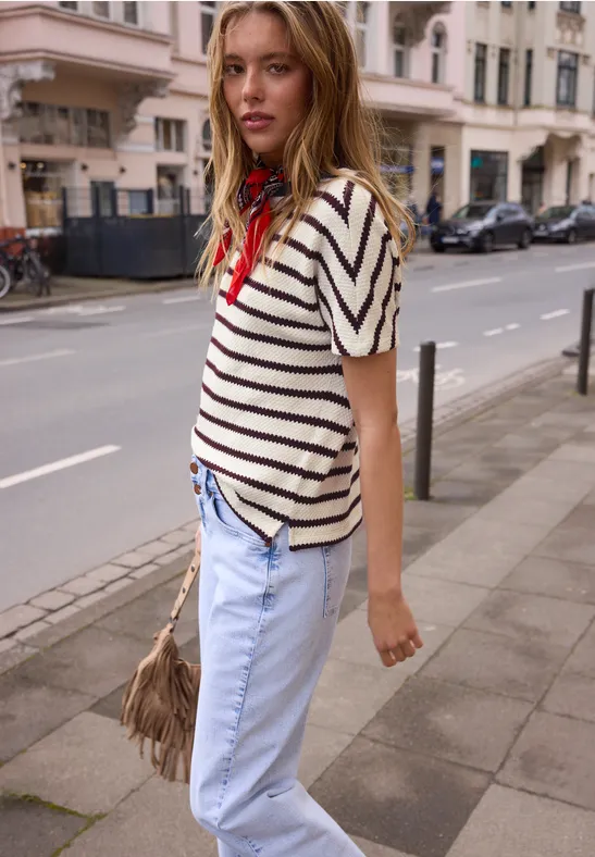 Dropped Shoulder Shirt im Strick-Look very berry