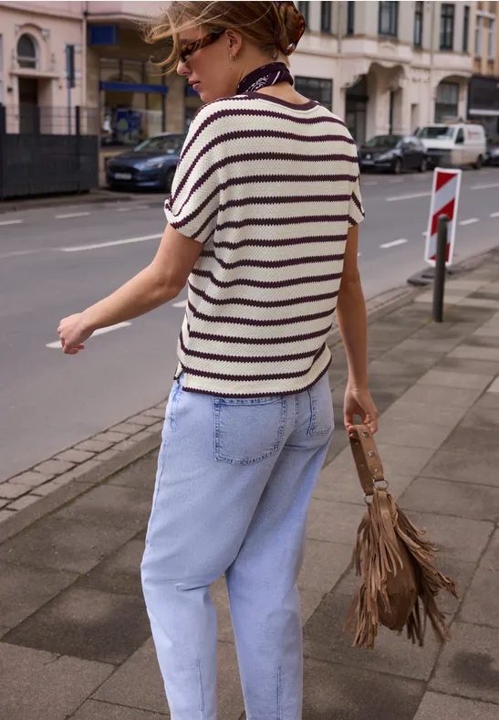 Dropped Shoulder Shirt im Strick-Look very berry