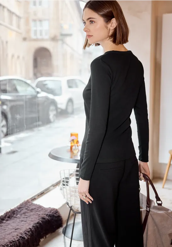 Rippstrukturshirt Black